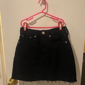 zara black denim skirt